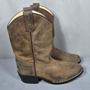Masterson Boot Co Cowboy Boots Youth Size 1.5 Brown Leather Western Round Toe